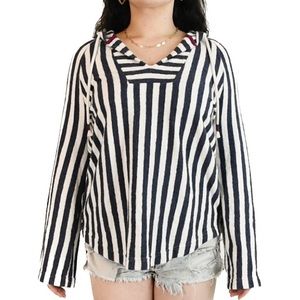 Old Navy White and Navy Blue Stripped Beach Hoodie